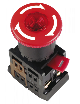 Кнопка ANE22 Грибок"с фиксацией красный d22мм неон/240В 1з+1р ИЭК" (Китай)