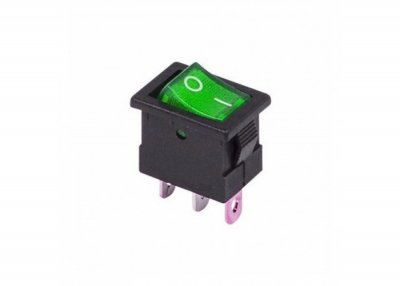 Выключатель REXANT 1-клавишный 250V 15А (3с) ON-OFF зеленый с подсветкой 36-2226