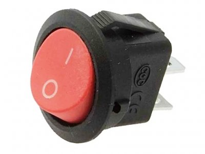 Выключатель REXANT клавишный круг 250V 6А (2с) ON-OFF красный 