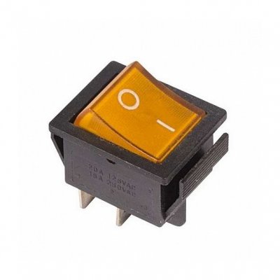 Выключатель 1-клавишный 250В 16А (4с) ON-OFF желт. с подсветкой 36-2333