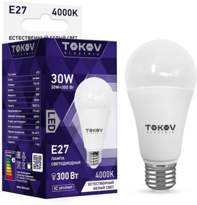 Лампа LED А60 30 Вт 4000К Е27 TOKOV TKE-A70-E27-30-4K