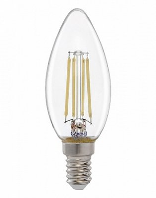 Лампа LED С35 свеча 12Вт 4500К Е14 Филамент General GLDEN-CS-12-230-E14-4500